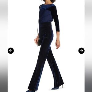CHIARA BONI LA PETITE ROBE Venus Velvet Flared Blue Norte Pants Size 52 16 US